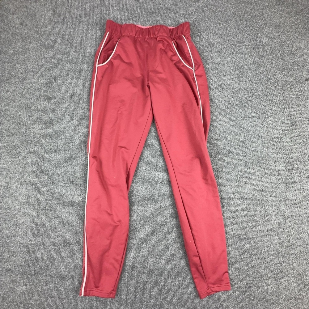 Gymshark Track Pants Womens Medium Pink Tapered Side Stripe Pockets Stretch